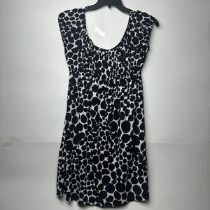 AB Studio Women's Dress Size M Black White Polka Dot Stretch Scoop Neck